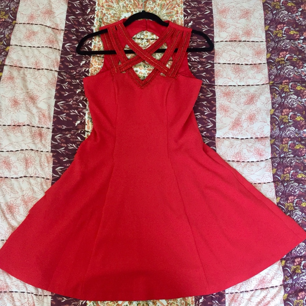 A. Drea Red Criss Cross Dress